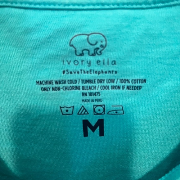 Ivory Ella Aqua Tee with Elephant Design - Picture 3 of 3